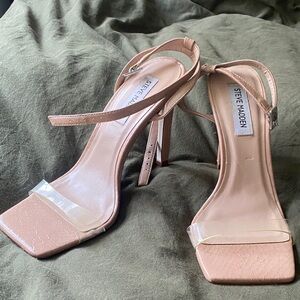 STEVE MADDEN | Blush Pink Clear Strap Stiletto Sandals